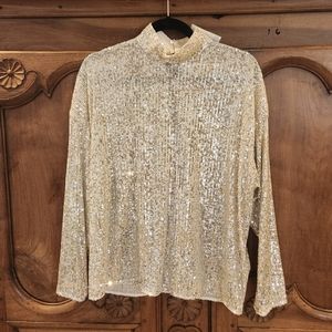 H&M sequin blouse, champagne color, size s/m